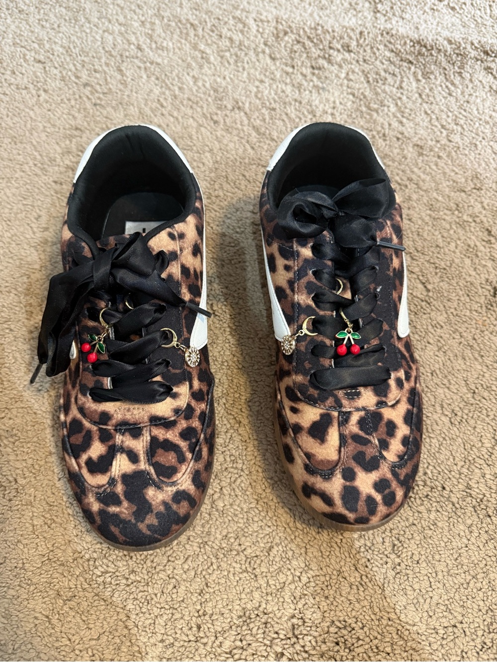 DV by Dolce Vita Leopard Print Sneakers with White Accent and Red Charm